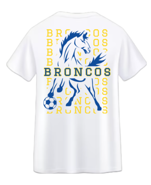 SJH Bronco White Soccer T-Shirt - Image 3